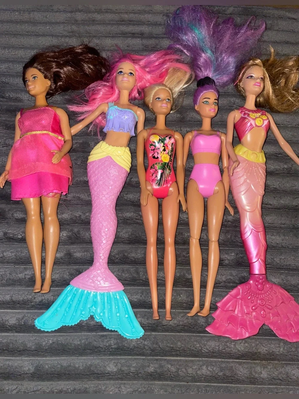 Barbie lot of 5 Dolls- USED CONDITION-selling for my daughter